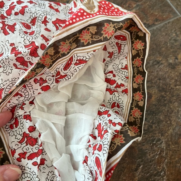 New women’s Calypso St Barth cotton quilt milkmaid boho flowy ruffle top. Large - Picture 6 of 16